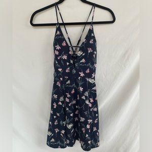 Papaya Navy dress with Pink Floral pattern Small